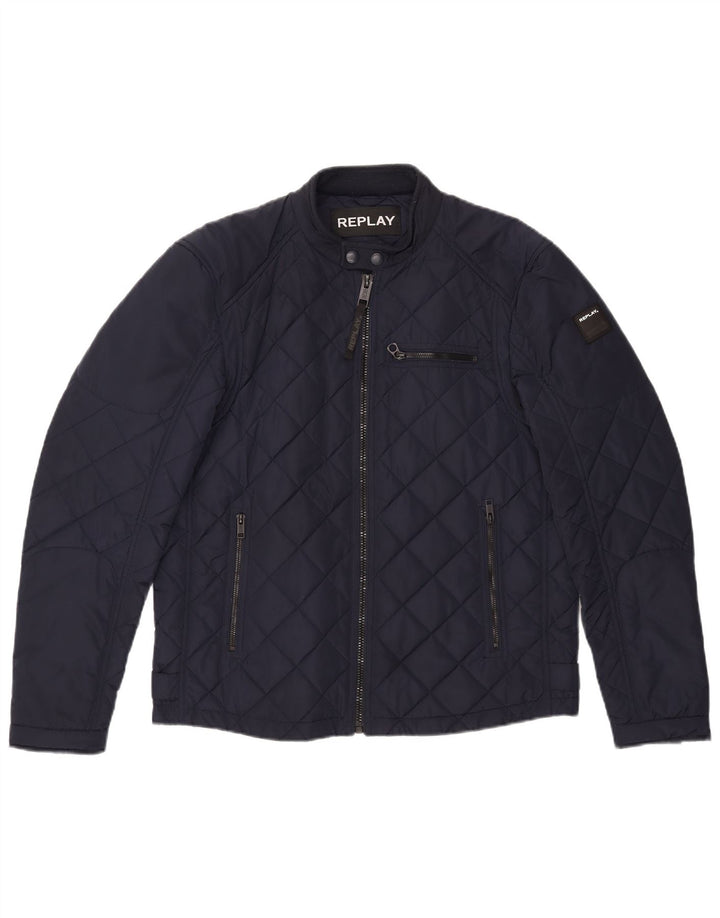 Ανδρικό καπιτονέ μπουφάν Replay UK 40 Large Navy Blue Polyester
