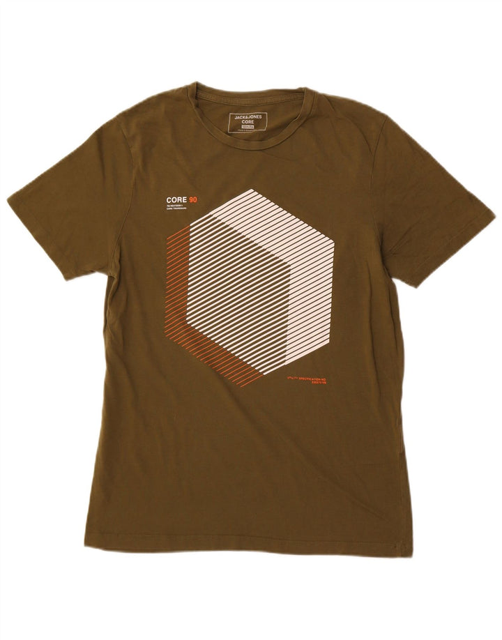 Jack & Jones Ανδρικό T-Shirt Slim Fit γραφικό Top Medium Khaki