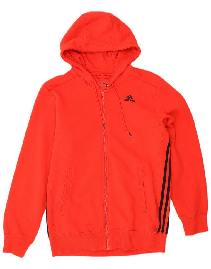 Ανδρικό πουλόβερ Adidas με φερμουάρ με κουκούλα, μεσαίο κόκκινο βαμβακερό