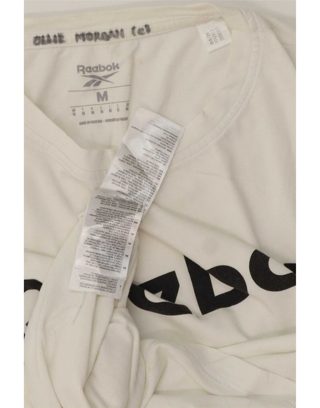 Ανδρικό γραφικό T-Shirt Reebok Top από μεσαίο λευκό βαμβακερό