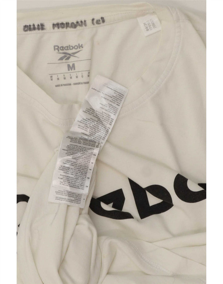 Ανδρικό γραφικό T-Shirt Reebok Top από μεσαίο λευκό βαμβακερό