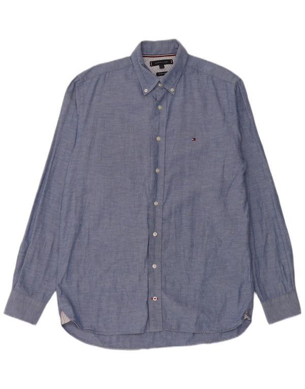Ανδρικό πουκάμισο Tommy Hilfiger, μεσαίο μπλε βαμβακερό