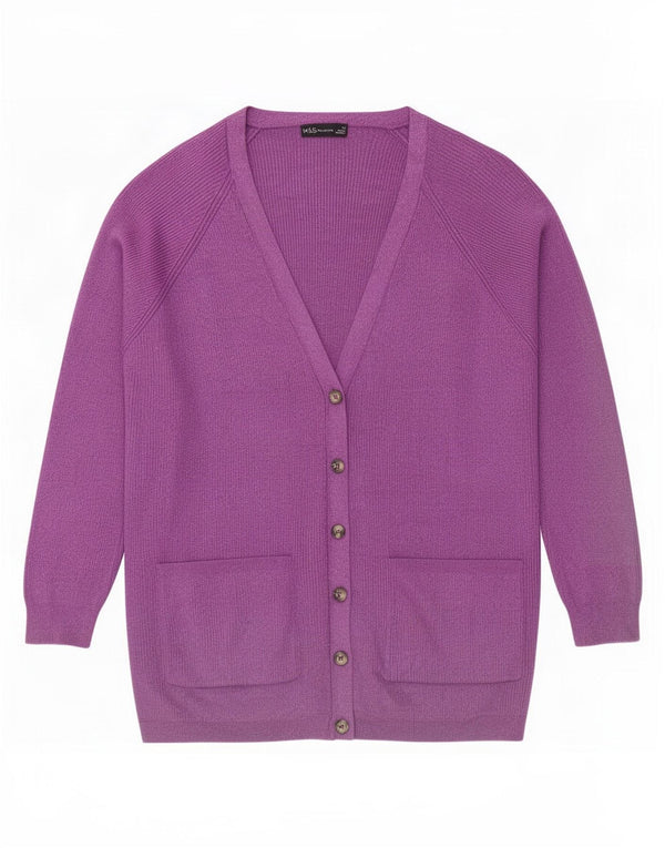 Marks & Spencer Γυναικεία ζακέτα πουλόβερ UK 18 XL μωβ φλοκωμένη βισκόζη