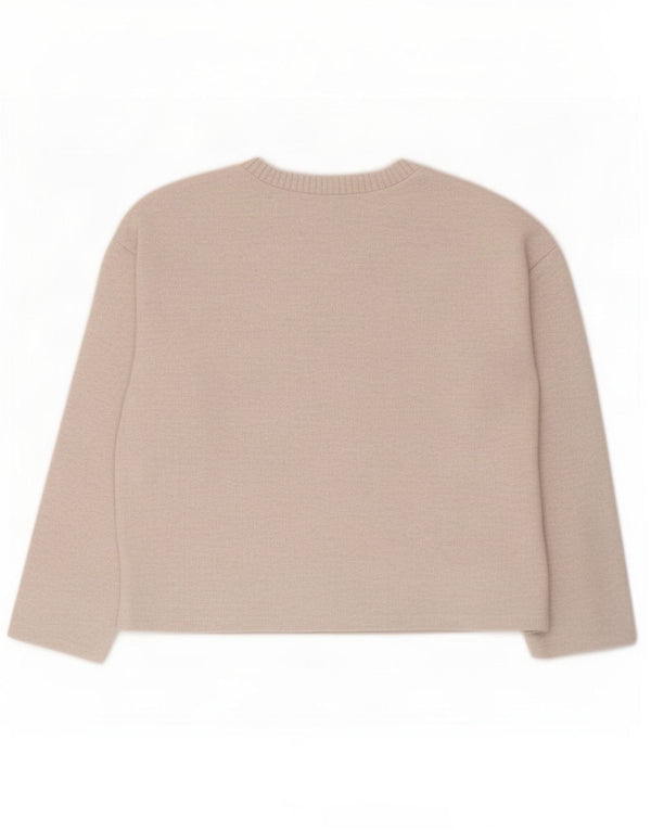 Zara Γυναικεία Crop Oversized τοπ μακρυμάνικο UK 10 Small Beige Polyester