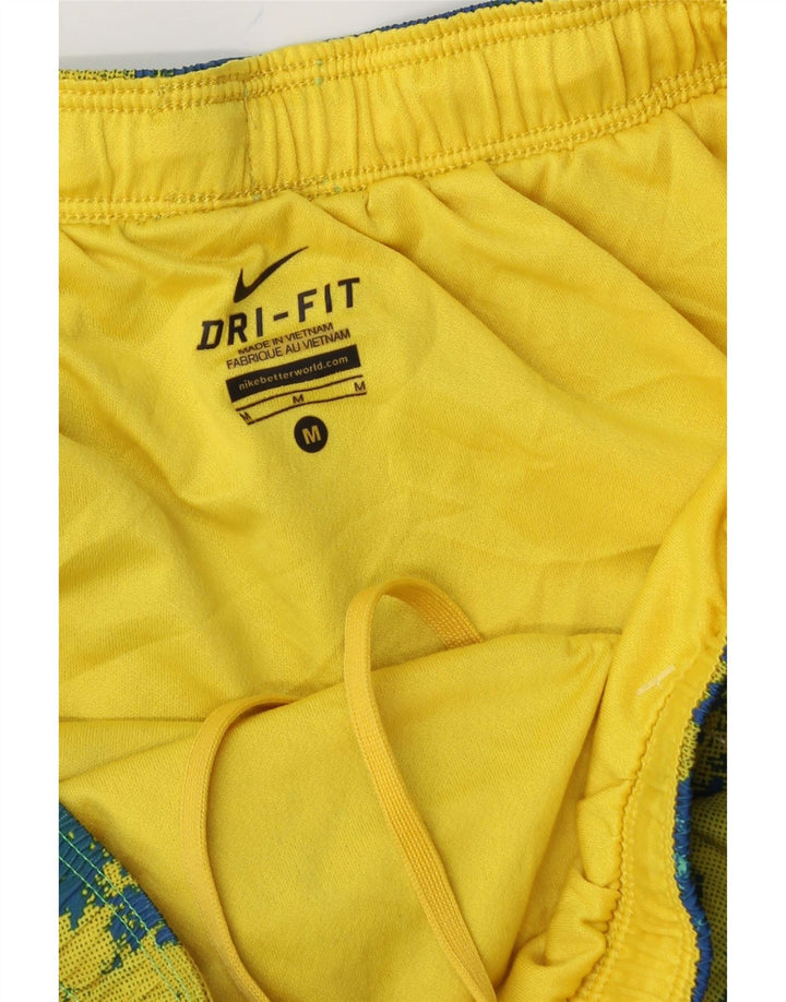 NIKE Womens Sport Shorts UK 14 Medium  Yellow Tie Dye Polyester Vintage Nike and Second-Hand Nike from Messina Hembry 