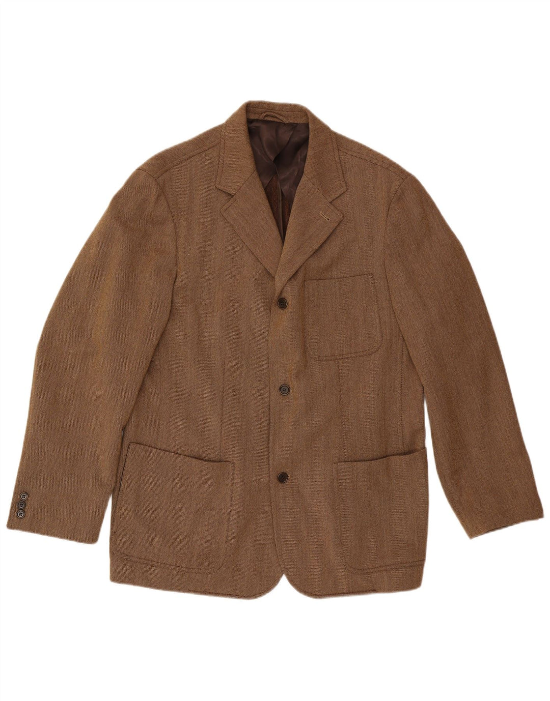 Luciano Barbera Ανδρικό σακάκι με 3 κουμπιά μπλέιζερ IT 54 2XL Κλασικό καφέ μαλλί