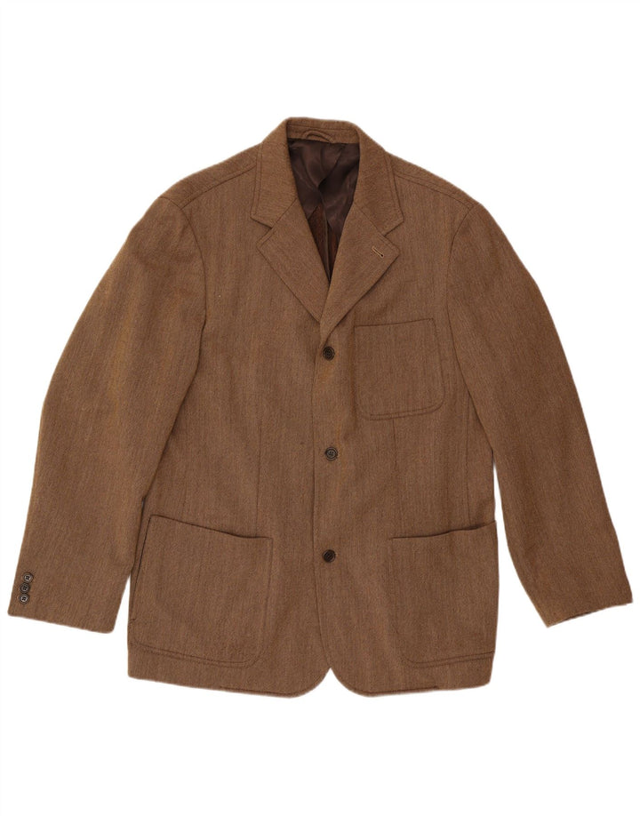 Luciano Barbera Ανδρικό σακάκι με 3 κουμπιά μπλέιζερ IT 54 2XL Κλασικό καφέ μαλλί