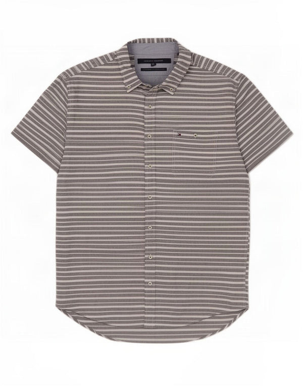 Ανδρικό κοντομάνικο μπλουζάκι Tommy Hilfiger 2XL, γκρι βαμβακερό ριγέ