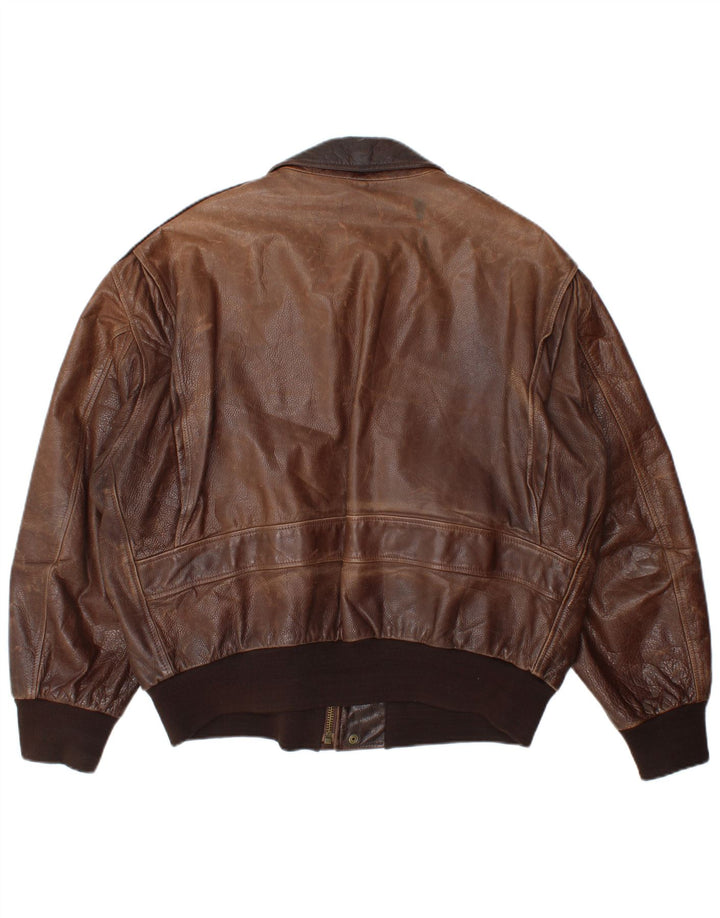La Matta Ανδρικό Bomber Δερμάτινο Μπουφάν IT 50 Large Brown Δερμάτινο