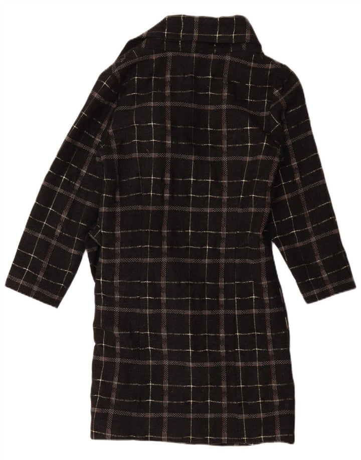 Vintage γυναικείο πανωφόρι μεγάλου μεγέθους US 2 XS Black Check Wool
