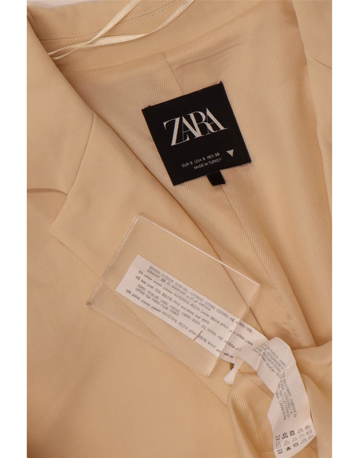 Zara Γυναικείο τζάκετ μπλέιζερ μεγάλου μεγέθους με 2 κουμπιά UK 10 μικρού μπεζ πολυεστέρα