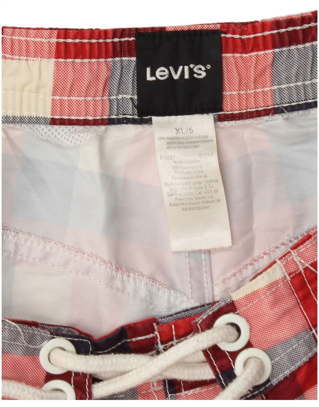 Ανδρικό σορτς κολύμβησης Levi's XL Red Check Polyester