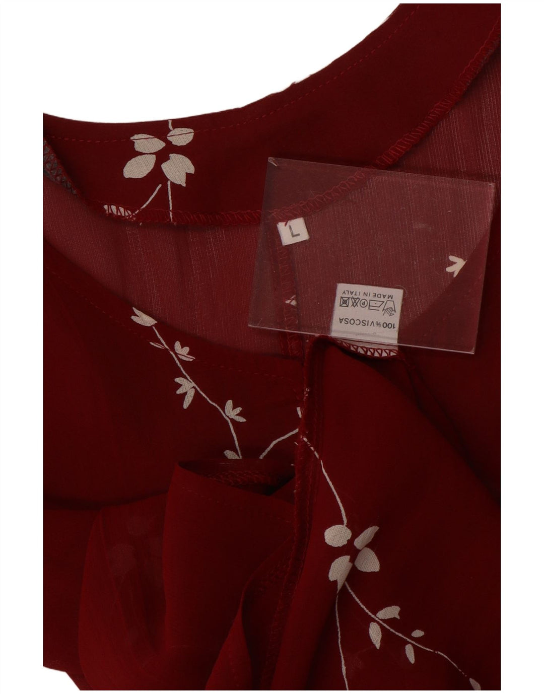 VINTAGE Γυναικείο Αμάνικο Maxi Φόρεμα UK 14 Μεγάλο κόκκινο φλοράλ βισκόζη