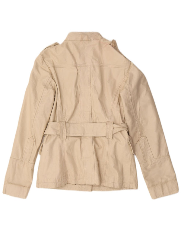 Vintage Γυναικείο Military Δερμάτινο Μπουφάν IT 44 Medium Beige Leather