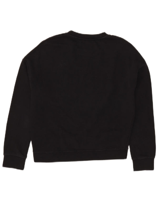 Pyrex Γυναικείο γραφικό φούτερ υπερμεγέθη Crop Jumper UK 6 XS μαύρο βαμβακερό