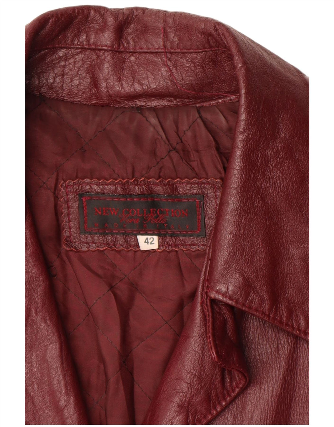ΝΕΑ ΣΥΛΛΟΓΗ Γυναικείο Δερμάτινο Παλτό IT 42 Medium Maroon Leather