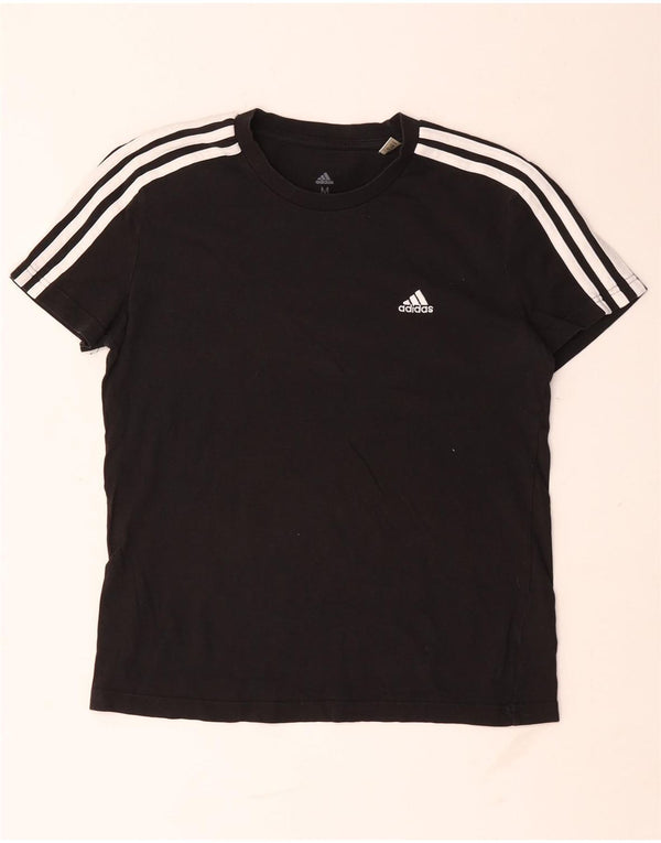 Adidas Γυναικείο T-Shirt Top UK 12/14 μεσαίο μαύρο βαμβακερό