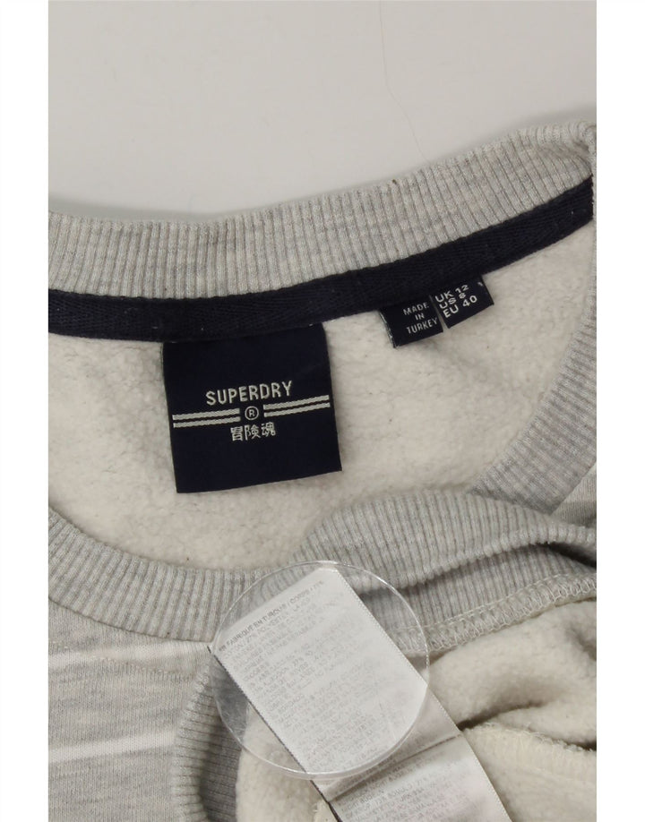 Γυναικείο γραφικό φούτερ Superdry UK 12 μεσαίο γκρι ριγέ βαμβακερό