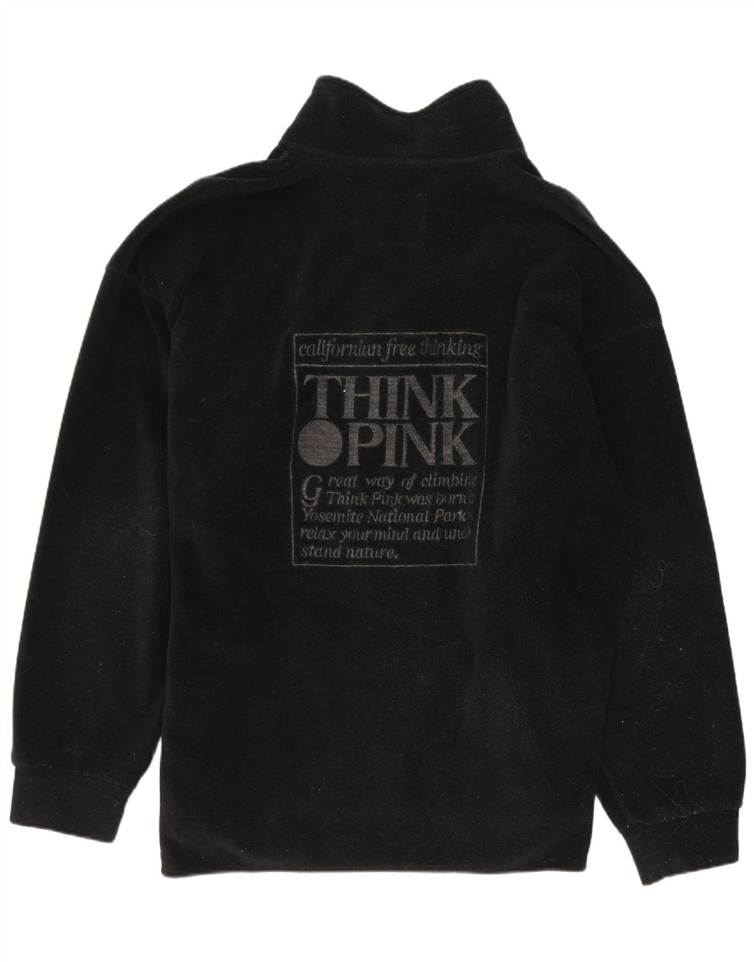 Think Pink Mens Graphic Zip Fleece Jumper με μεγάλο μαύρο πολυεστέρα