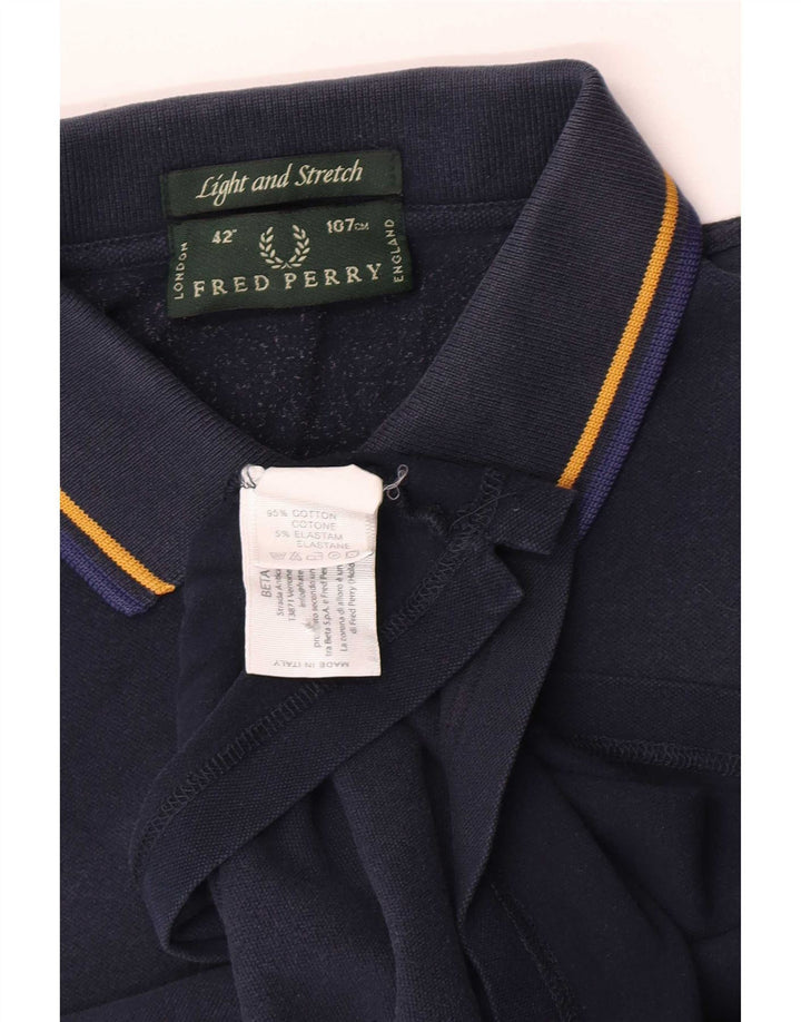 Fred Perry Ανδρικό πουκάμισο πόλο ανοιχτό και ελαστικό, μεσαίο ναυτικό, βαμβακερό