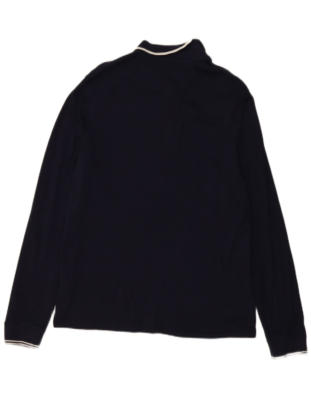 MICHAEL KORS Mens Long Sleeve Polo Shirt Medium Navy Blue Cotton