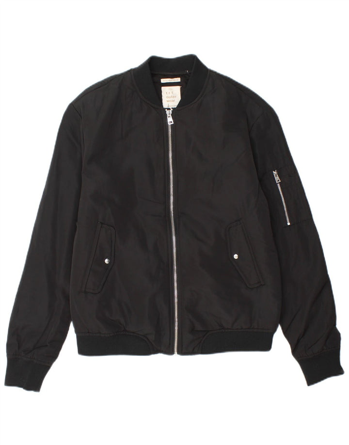 ZARA Γυναικείο Bomber Jacket UK 10 Small Black Polyester