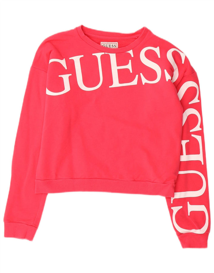 GUESS Girls Crop Graphic Φούτερ 13-14 ετών Ροζ βαμβακερό