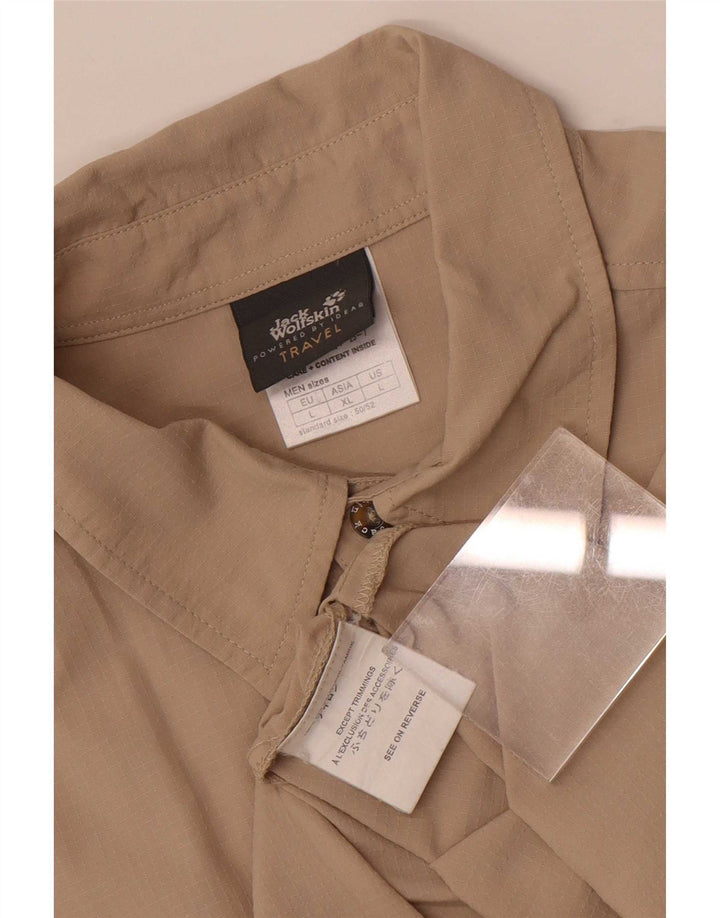 Jack Wolfskin Ανδρικό κοντομάνικο πουκάμισο μεγάλο μπεζ πολυαμίδιο