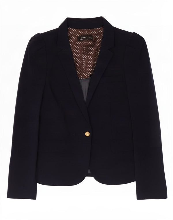 Zara Γυναικείο μπλέιζερ 1 κουμπιού μπουφάν UK 12 Medium Navy Blue