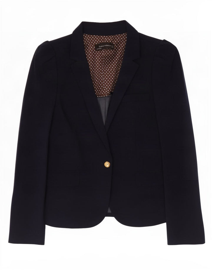 Zara Γυναικείο μπλέιζερ 1 κουμπιού μπουφάν UK 12 Medium Navy Blue