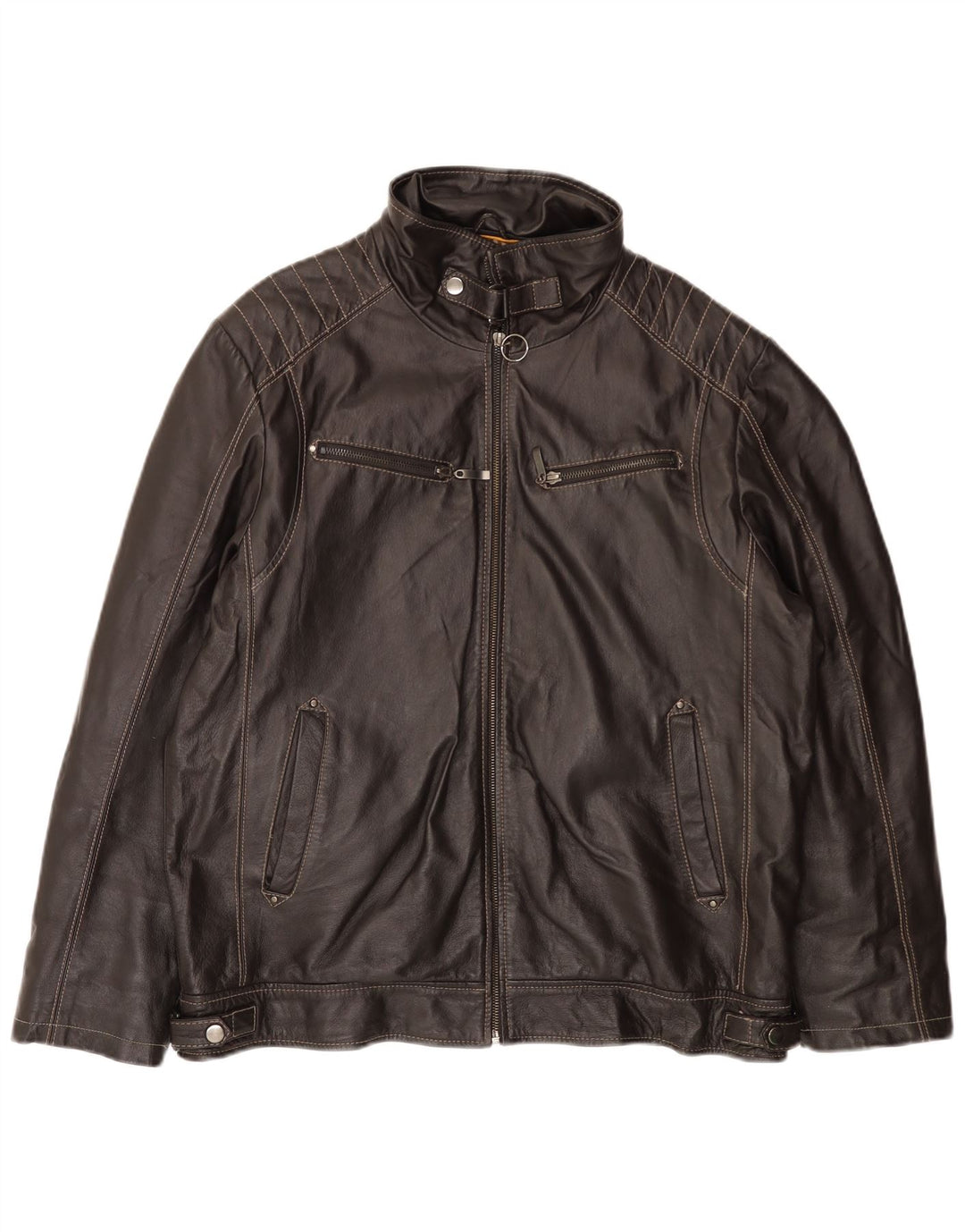 KARTEL Ανδρικό Δερμάτινο Μπουφάν UK 38 Δερμάτινο Μεσαίο Καφέ