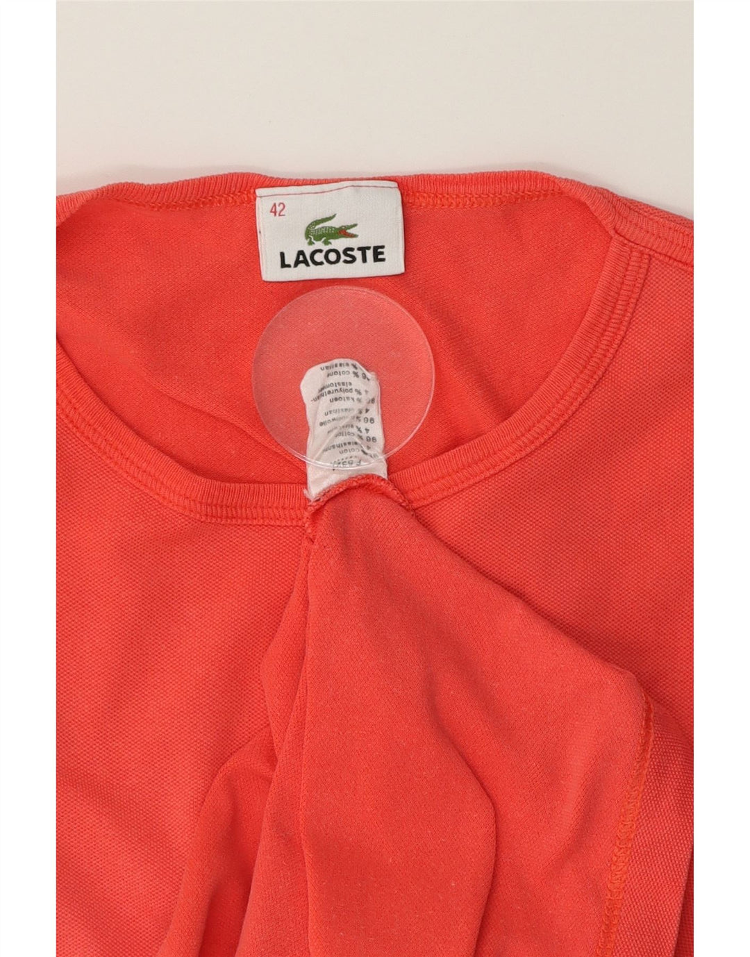 LACOSTE Womens Crop T-Shirt Top Size 42 Large Red Cotton Vintage Lacoste and Second-Hand Lacoste from Messina Hembry 