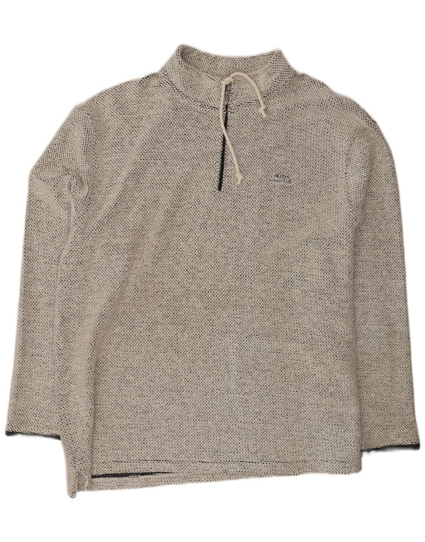 Weird Fish Mens Zip Neck Sweatshirt Jumper Medium Off White Flecked Cotton
