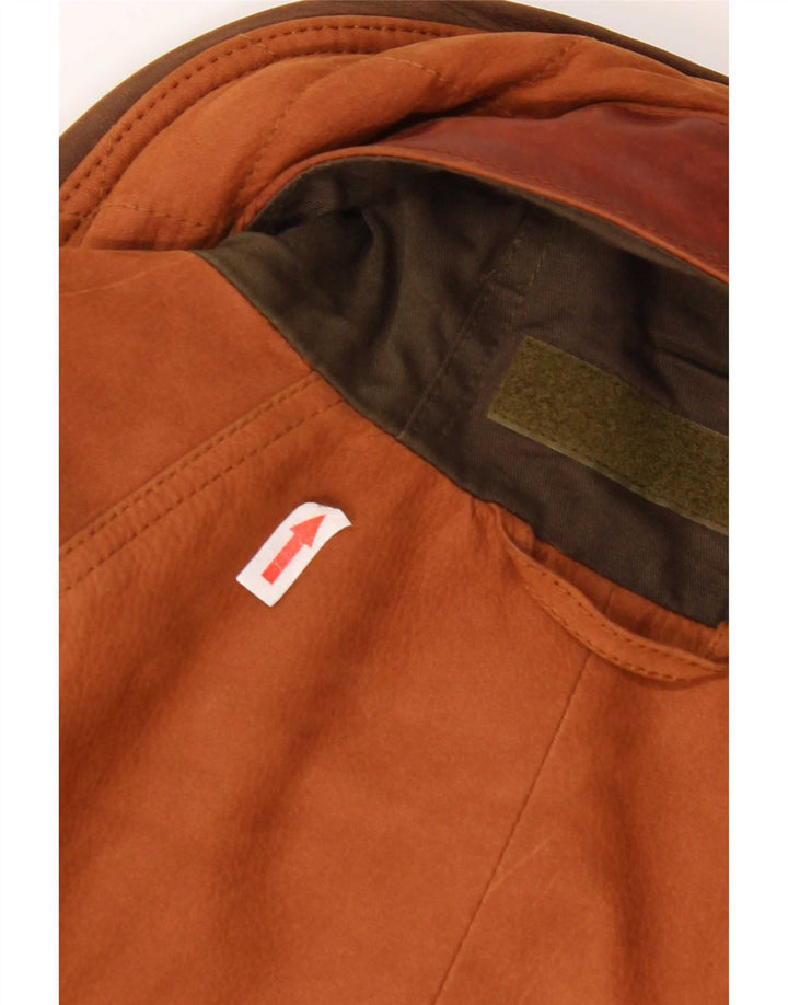 Ανδρικό δερμάτινο μπουφάν Timberland με κουκούλα UK 40 Large Brown
