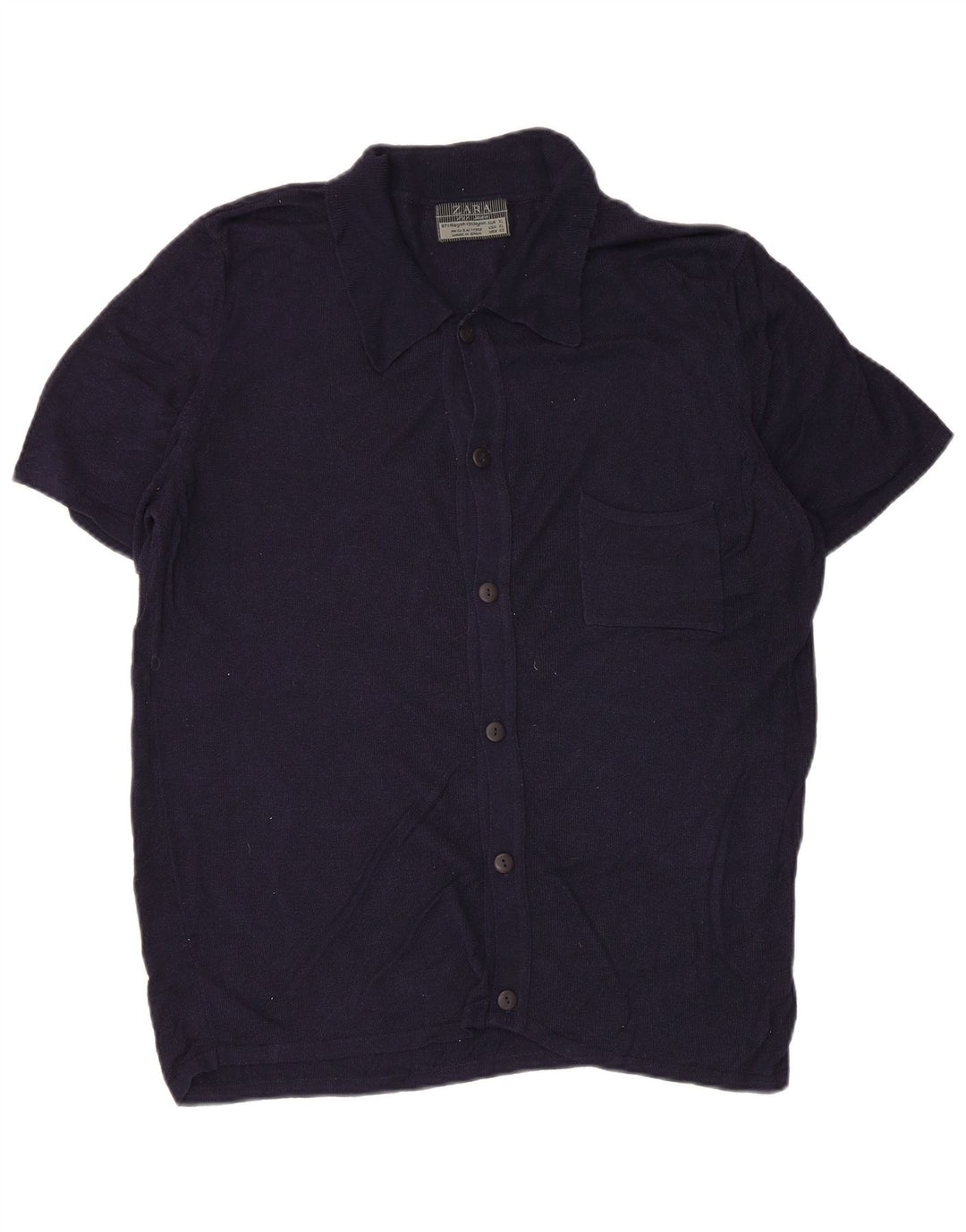 Ανδρικό κοντομάνικο πουκάμισο Zara XL Navy Blue Rayon