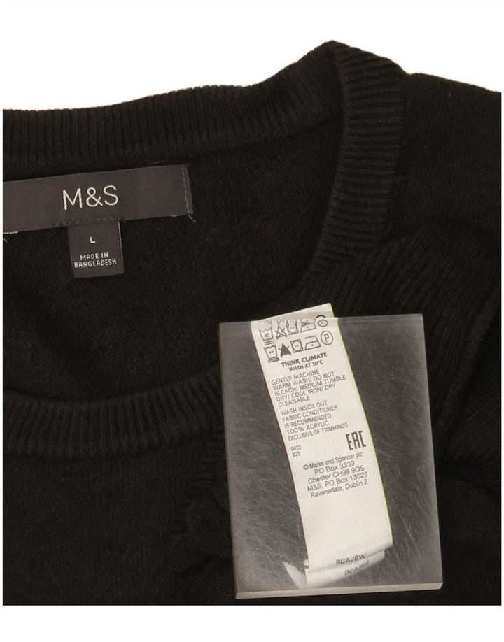 Marks & Spencer Ανδρικό πουλόβερ με λαιμόκοψη μεγάλο μαύρο ακρυλικό
