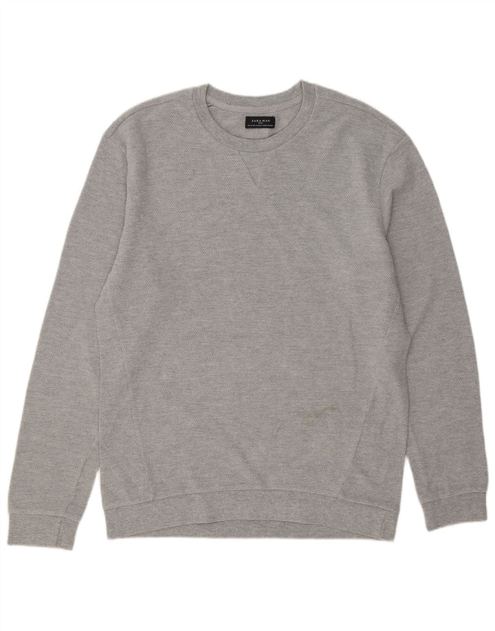 Ανδρικό πουλόβερ Zara Crew Neck Jumper XL Γκρι βαμβακερό