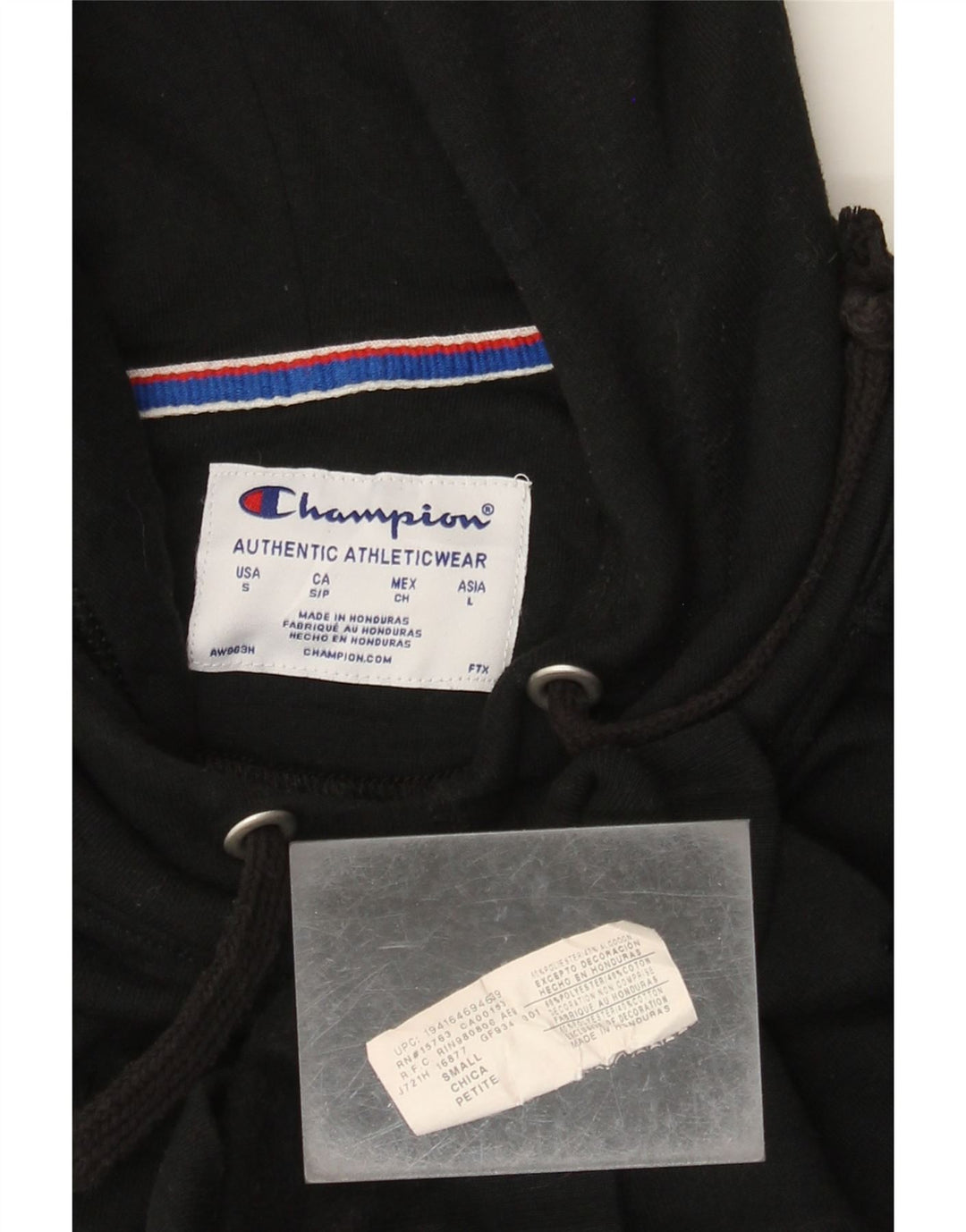 CHAMPION Γυναικείο γραφικό φούτερ με κουκούλα, μικρό μαύρο πολυεστέρα