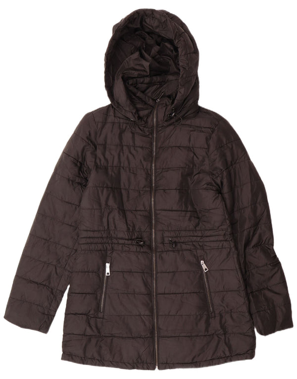 Γυναικείο μπουφάν ZARA με κουκούλα με επένδυση UK 10 Small Black Polyester