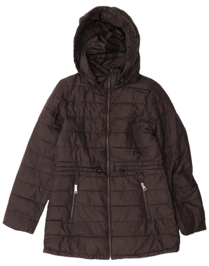 Γυναικείο μπουφάν ZARA με κουκούλα με επένδυση UK 10 Small Black Polyester