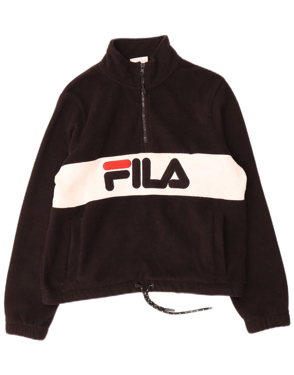 Fila Γυναικείο υπερμεγέθη γραφικό φλις άλμα UK 8 Small Black Colourblock