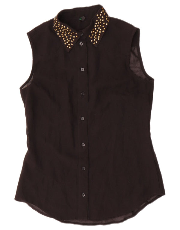 Benetton Γυναικεία Αμάνικη Μπλούζα UK 10 Small Black