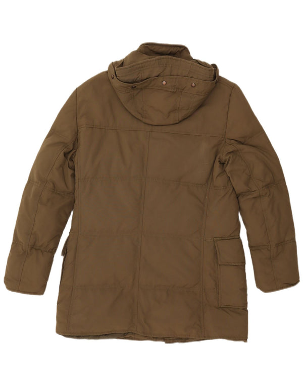 JOHN ASHFIELD Mens Hooded Padded Coat UK 36 Small Khaki Nylon