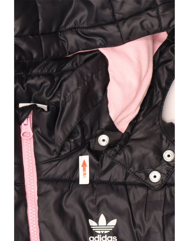 Adidas Girls Hooded Hooded Jacket 11-12 Years Black Polyester
