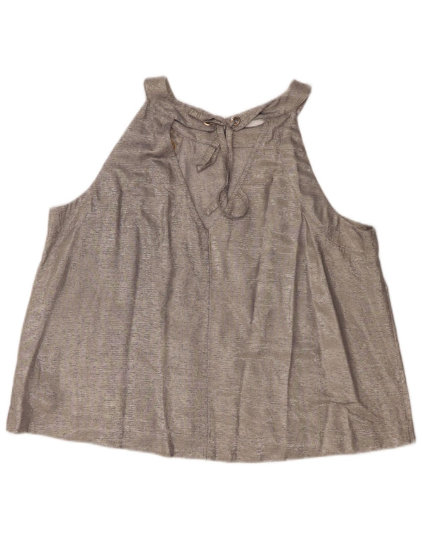 Coast Womens Crop Top UK 16 Large Silver Viscose
