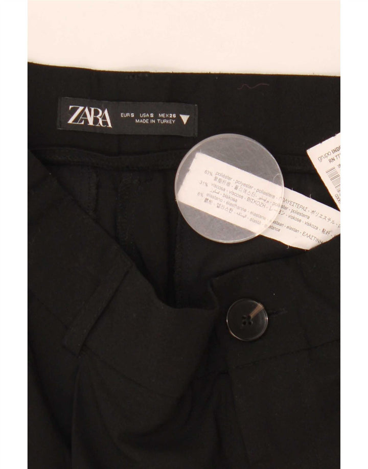 Zara Γυναικείο παντελόνι Chino με καρφίτσες μικρό W26 L31 μαύρο πολυεστέρα