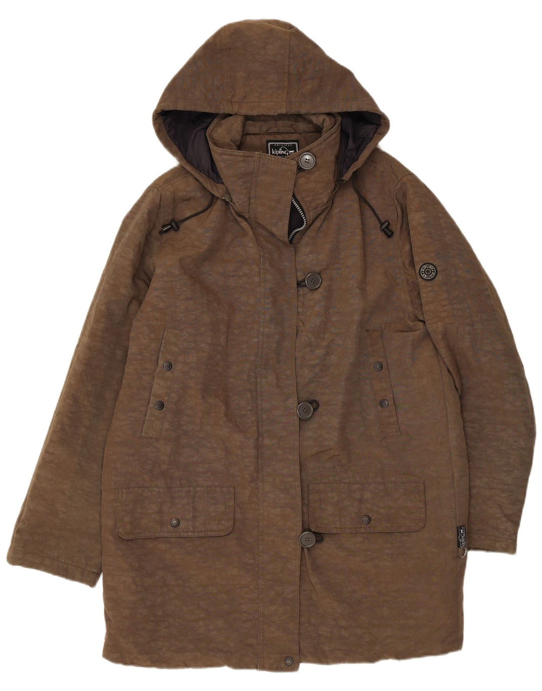 Kipling γυναικείο πανωφόρι με κουκούλα UK 16 Large Khaki Animal Print Nylon