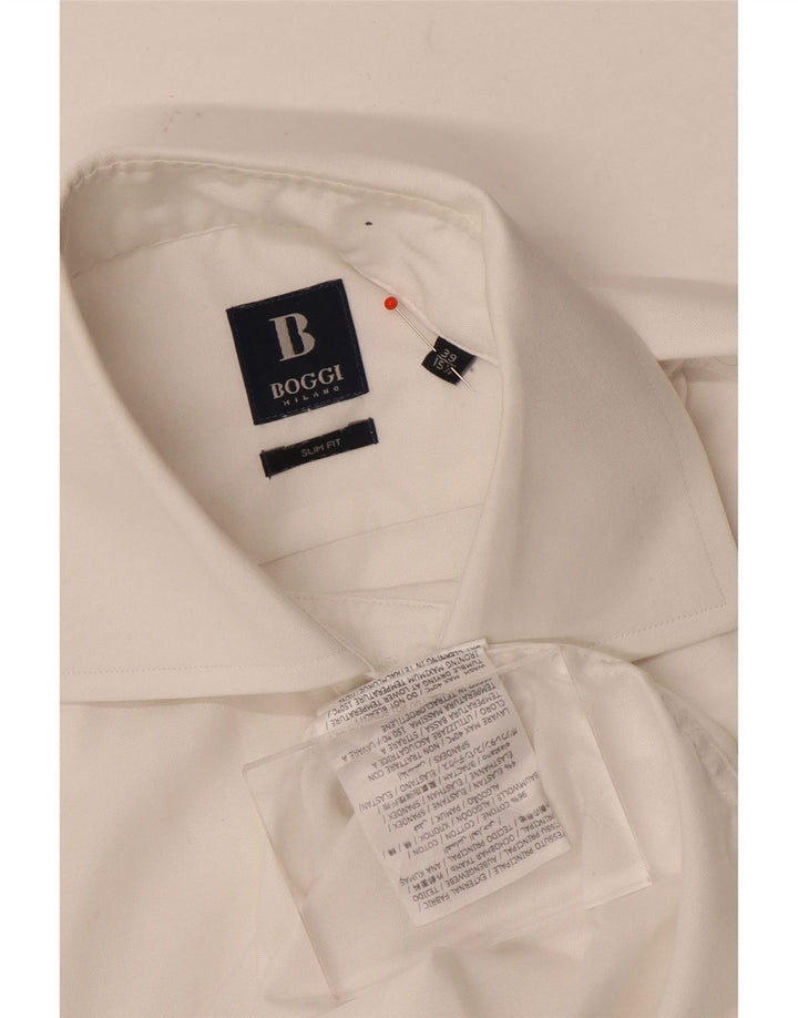 Ανδρικό πουκάμισο Boggi Slim Fit Size 39 15 1/2 Medium White Cotton