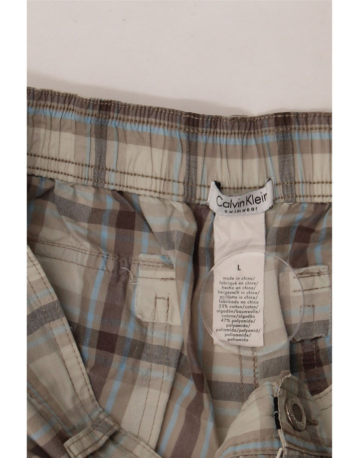 Ανδρικό σορτς Cargo CALVIN KLEIN Μεγάλο W34 Beige Check Cotton