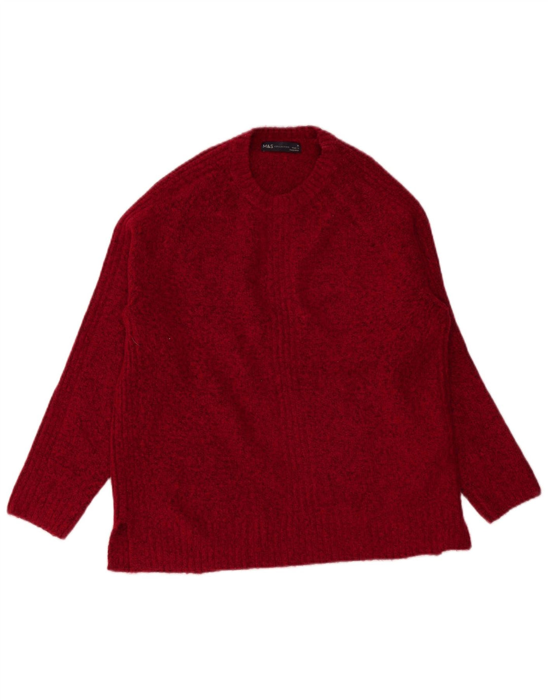 Marks & Spencer Γυναικείο πουλόβερ με λαιμόκοψη UK 14 Medium Burgundy